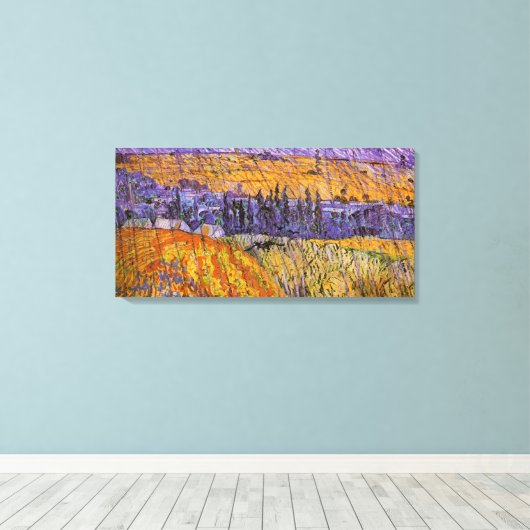 Landscape at Auvers in Rain by Vincent van Gogh Canvas Afdruk (Insitu (Houten vloer))