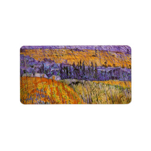 Landscape at Auvers in Rain by Vincent van Gogh Etiket