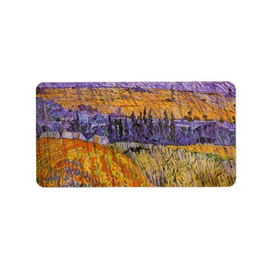 Landscape at Auvers in Rain by Vincent van Gogh Etiket (Voorkant)