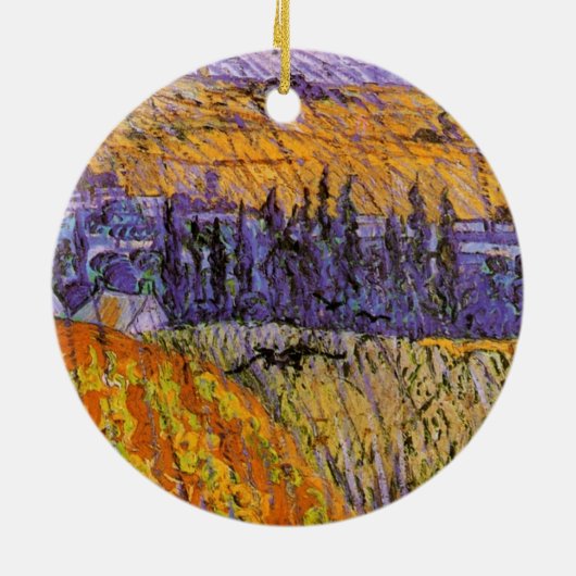 Landscape at Auvers in Rain by Vincent van Gogh Keramisch Ornament (Achterkant)