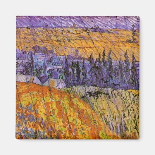 Landscape at Auvers in Rain by Vincent van Gogh Magneet (Voorkant)