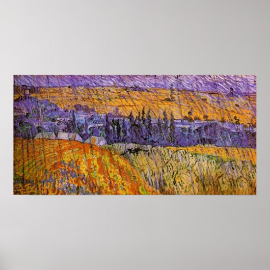 Landscape at Auvers in Rain by Vincent van Gogh Poster (Voorkant)