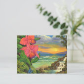 Landscape Fantasy Ocean Orchids Painting Seascape Briefkaart (Staand voorkant)