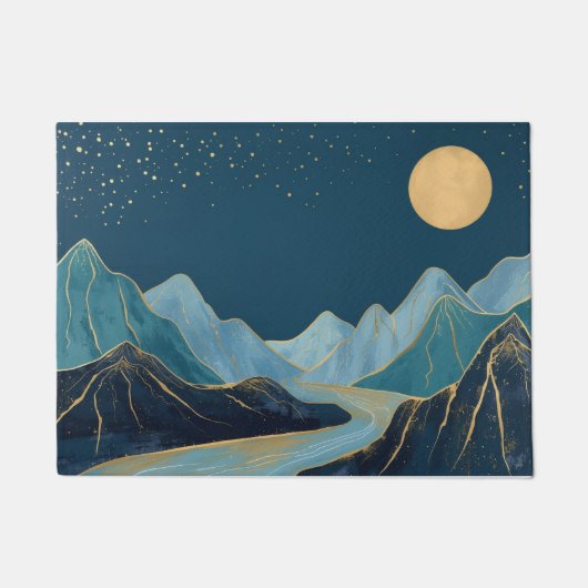 landscape Golden Peaks Under a Night Sky Doormat Deurmat (Voorkant)