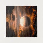 Landscape in fantasy alien planet with flaming moo wandkleed (Voorkant (horizontaal))