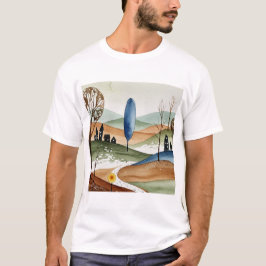 landscape of hills with small houses t-shirt