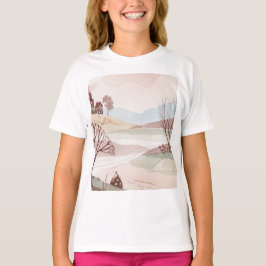 landscape of hills with small houses t-shirt