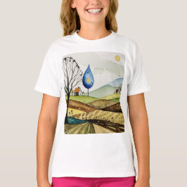 landscape of hills with small houses t-shirt
