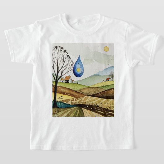 landscape of hills with small houses t-shirt (Laagn)