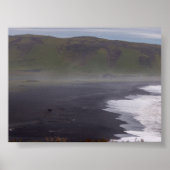 Landscape of the black beach in Iceland Poster (Voorkant)