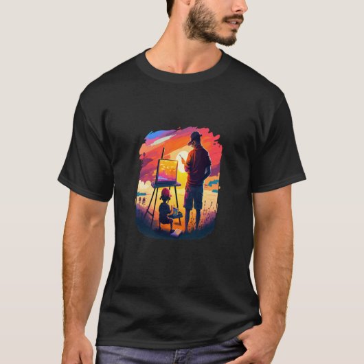 Landscape Painting Collector Painter Dad In Sunset T-shirt (Voorkant)