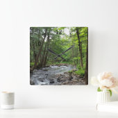 Landscape Photo 1 Forest River Woods Green Vierkante Klok (Huis)