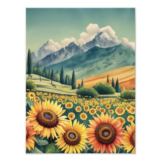 Landscape Sunflowers Boho Foto Afdruk (Voorkant)