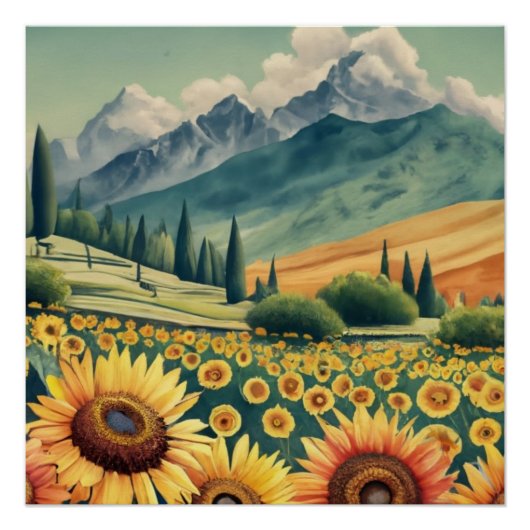 Landscape Sunflowers Boho Perfect Poster (Voorkant)