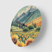 Landscape Sunflowers Boho Ronde Klok (Hoek)