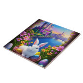 landscape with a rabbit and magical castles tegeltje (Zijkant)