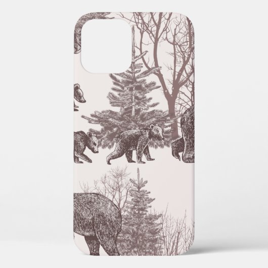 Landscape with bears, cubs, winter trees and fir t Case-Mate iPhone case (Achterkant)