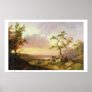 Landscape with Cattle and Peasant, c.1781 (oil on Poster