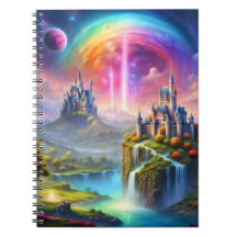 landscape with magical castles and bright colors 
