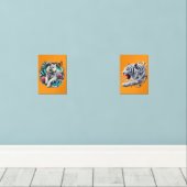 LANDSCAPE WITH TIGER, BUTTERFLIES AND FLOWERS MUURKUNST SETS (Houten vloer)