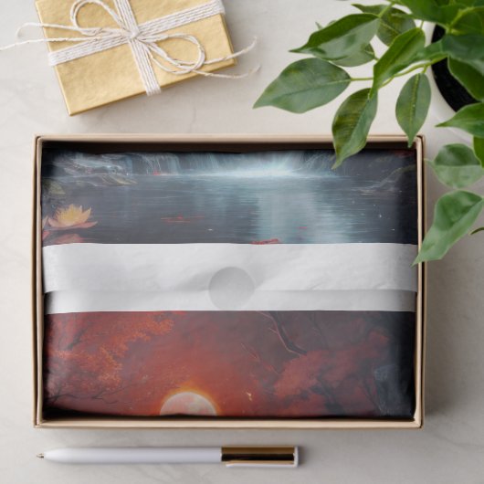 Landscape with Waterfall Decoupage Tissuepapier (Geschenk)