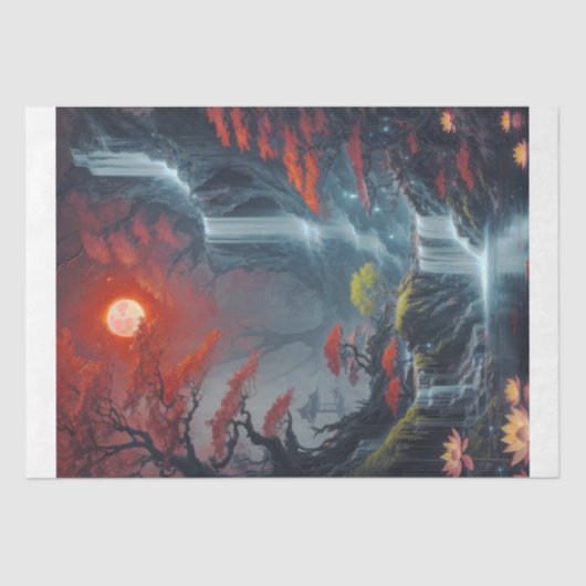 Landscape with Waterfall Decoupage Tissuepapier (Voorkant)