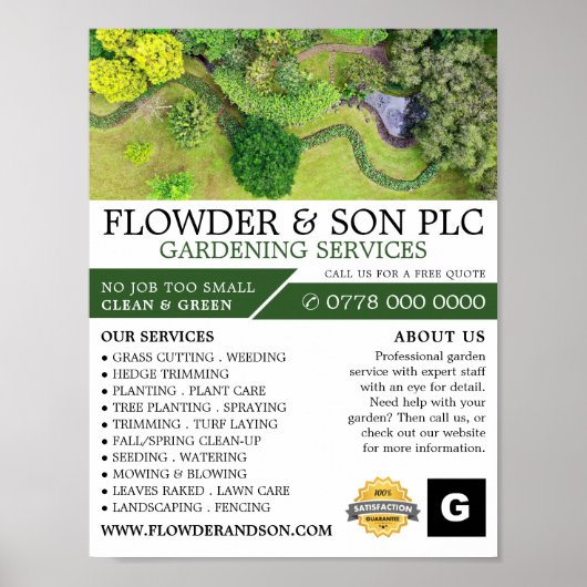 Landscaped Gardening Service, tuinbouwkundige Poster (Voorkant)