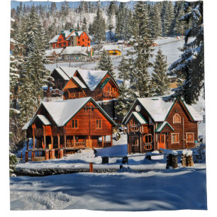 Landscapemountain,ski,snow,winter,actief,lucht,kou Douchegordijn
