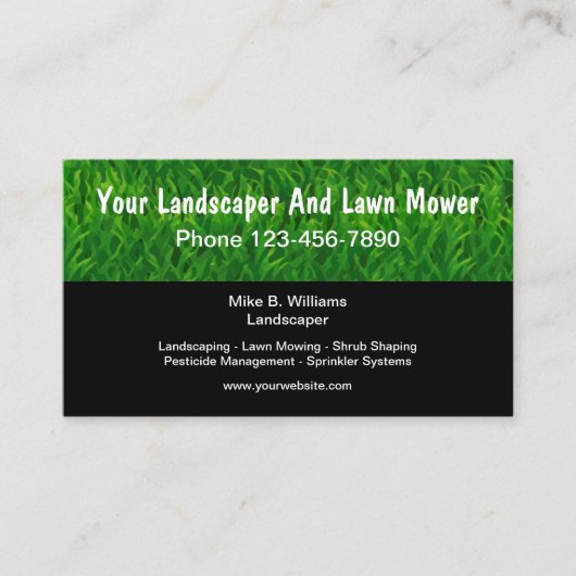Landscaper Lawn Mowing Sprinklers Visitekaartje (Voorkant)
