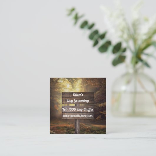 Landscaper over boomzorg vierkante visitekaartje (Staand voorkant)