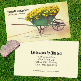 Landscaper  Wheelbarrow Marigold Flowers Visitekaartje