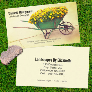 Landscaper Wheelbarrow Marigold Flowers Visitekaartje
