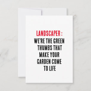 Landscaper Wij zijn de groene duimen die uw g Bedankkaart
