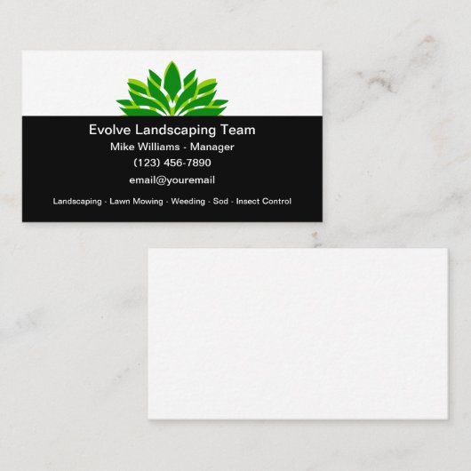 Landscaping And Lawn Mowing Service Visitekaartje (Voorkant / Achterkant)