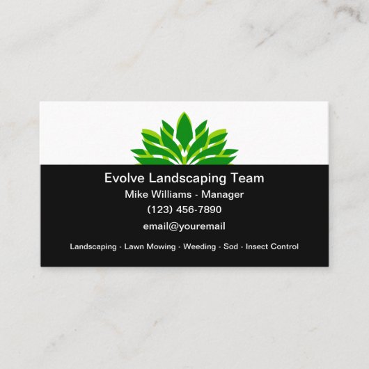 Landscaping And Lawn Mowing Service Visitekaartje (Voorkant)