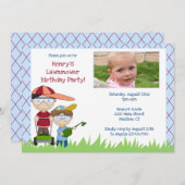 Landscaping Birthday Party Invitation Lawnmower La Kaart (Voorkant / Achterkant)