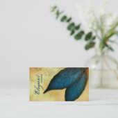 Landscaping Business Blue Leaves  Damask Visitekaartje (Staand voorkant)