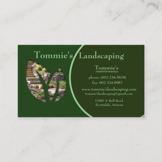 Landscaping Business Green Leaf Landschap Visitekaartje (Voorkant)