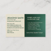 Landscaping en gazon zorgdiensten visitekaartje (Achterkant)