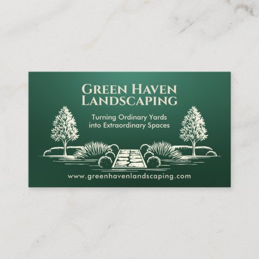 Landscaping en gazon zorgdiensten visitekaartje (Voorkant)