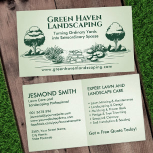 Landscaping en gazon zorgdiensten visitekaartje