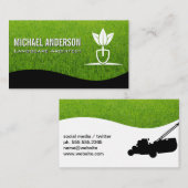 Landscaping Gardening Logo | Gras voor grasmaaiers Visitekaartje (Voorkant / Achterkant)
