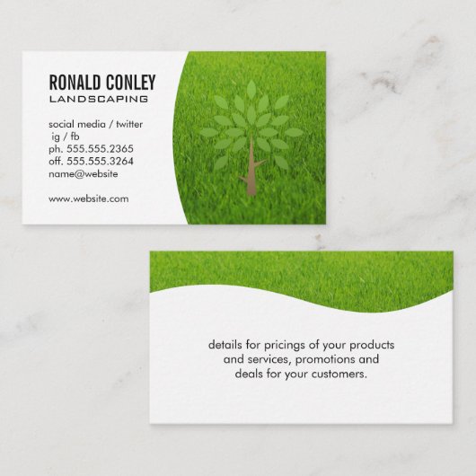 Landscaping Grass Tree Icon Visitekaartje (Voorkant / Achterkant)