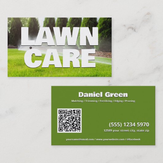 Landscaping Lawn Care Custom QR Visitekaartje (Voorkant / Achterkant)