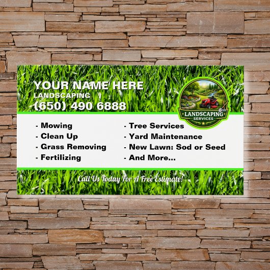 Landscaping Lawn Care Mower Business Card Grass Visitekaartje