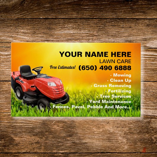 Landscaping Lawn Care Mower Business Card Template Visitekaartje