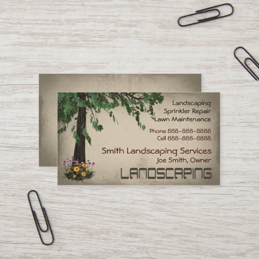 Landscaping Lawn Care Services Visitekaartje (Voorkant / Achterkant in situ)