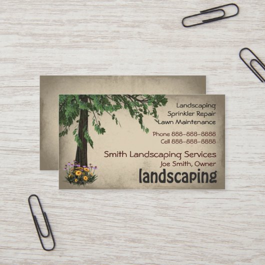 Landscaping Lawn Care Services Visitekaartje (Voorkant / Achterkant in situ)