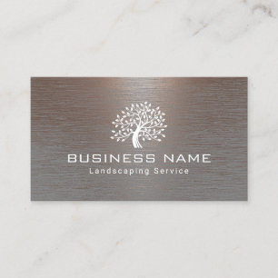 Landscaping Lawn Care Tree Logo Modern Copper Visitekaartje