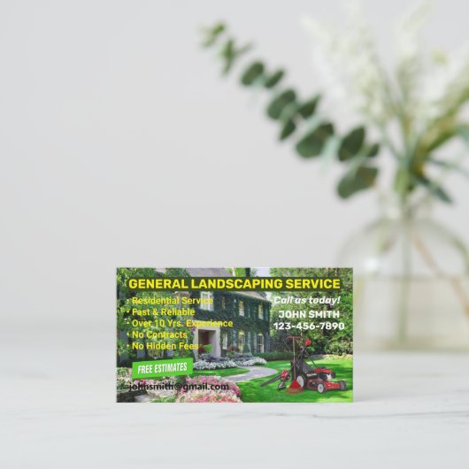 Landscaping & Lawn Care Visitekaartje (Staand voorkant)